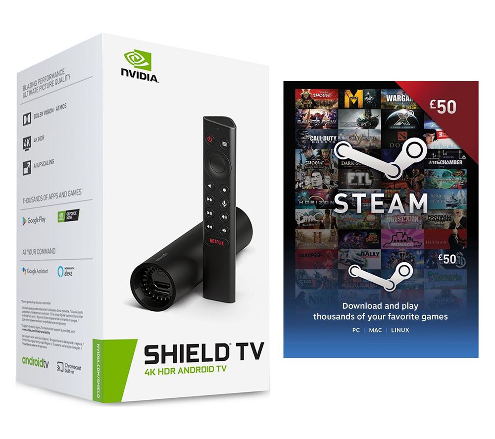 NVIDIA SHIELD TV 4K Media Streaming Device & Steam £50 Wallet Card Bundle