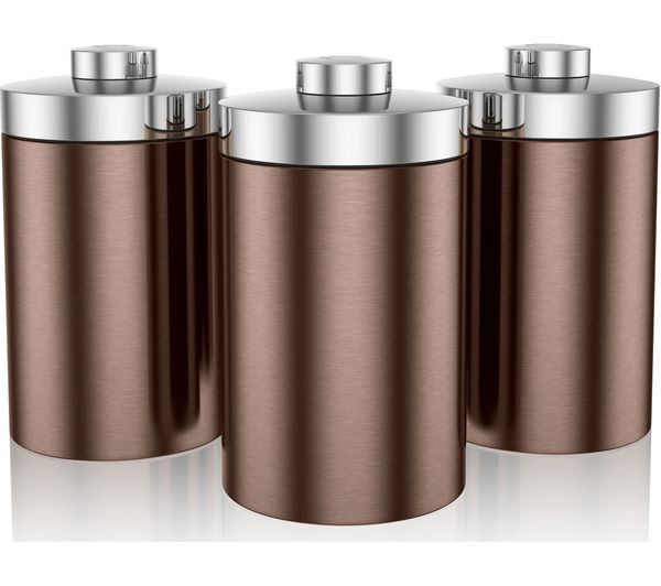 SWAN Townhouse Round 1.6 litres Canisters - Copper, Set of 3