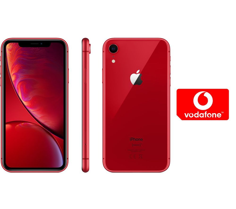 APPLE iPhone XR & Pay As You Go Micro SIM Card Bundle - 128 GB, Red, Red