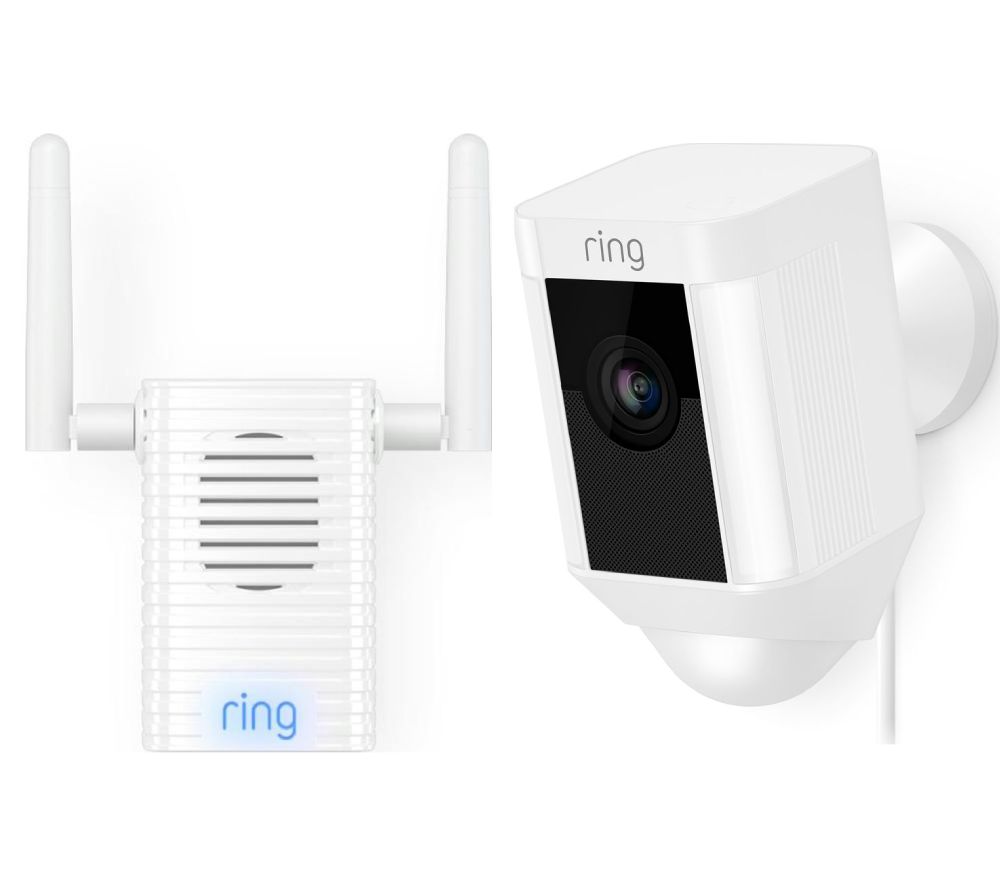 RING Spotlight Cam & Chime Pro Wi-Fi Extender & Indoor Door Chime - White, White