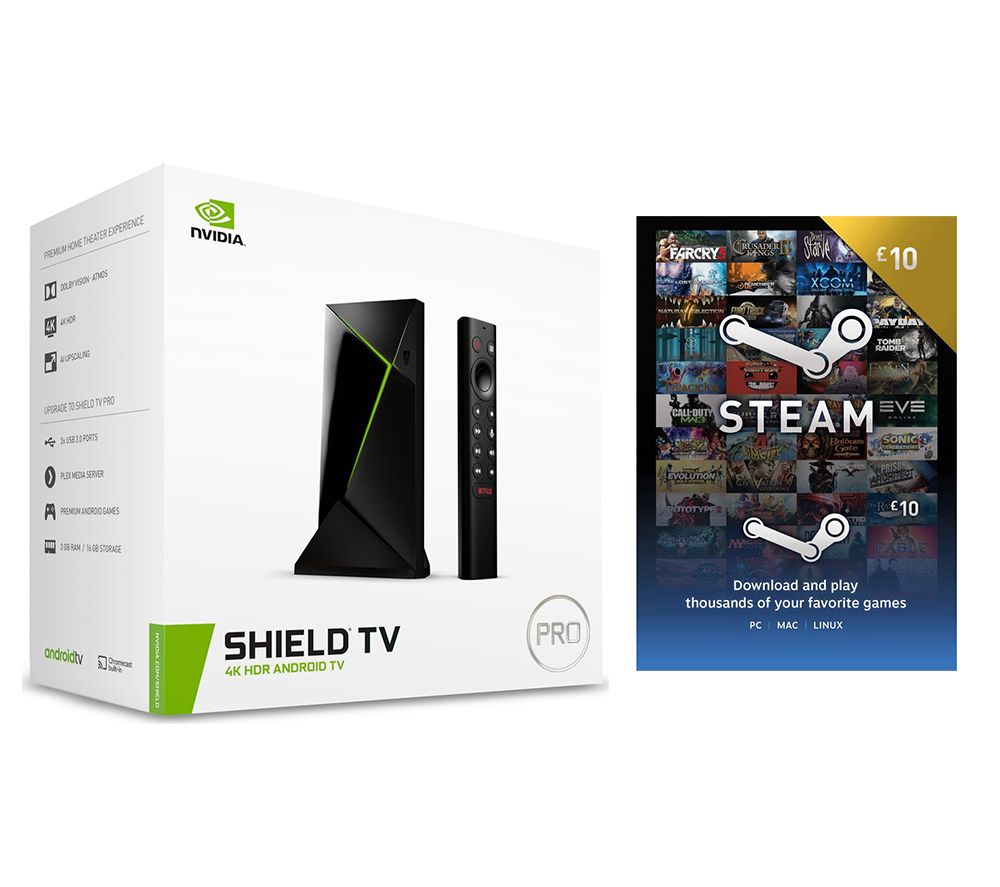 NVIDIA SHIELD TV PRO 4K Media Streaming Device & Steam £10 Wallet Card Bundle
