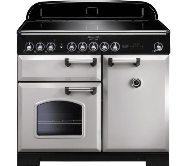 Rangemaster Classic Deluxe 100 Electric Induction Range Cooker - Royal Pearl & Chrome