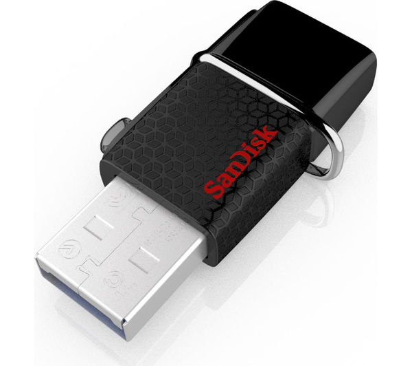 SANDISK Ultra USB 3.0 Dual Memory Stick - 64 GB, Black, Black