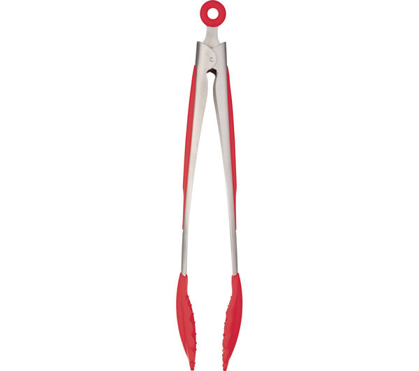 COLOURWORKS 1KCCLWK Silicone Tongs - Red, Red