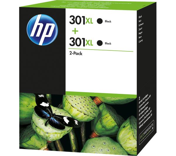 HP 301XL Black Ink Cartridge - Twin Pack, Black