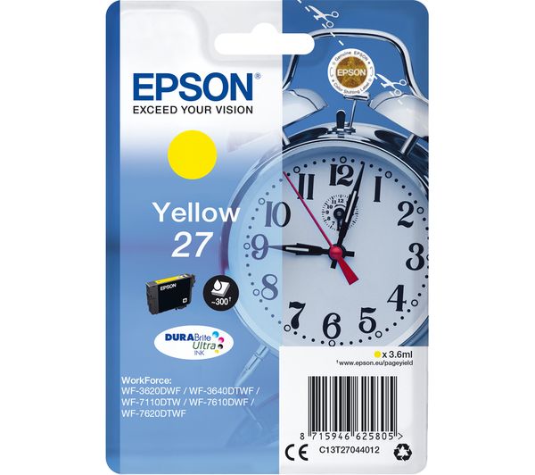 EPSON Alarm Clock 27 Yellow Ink Cartridge, Yellow