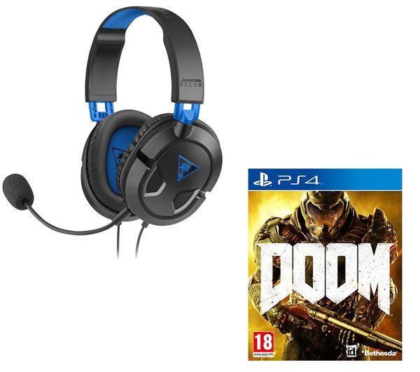 SONY Earforce Recon 50p Gaming Headset & Doom - Black & Blue, Black