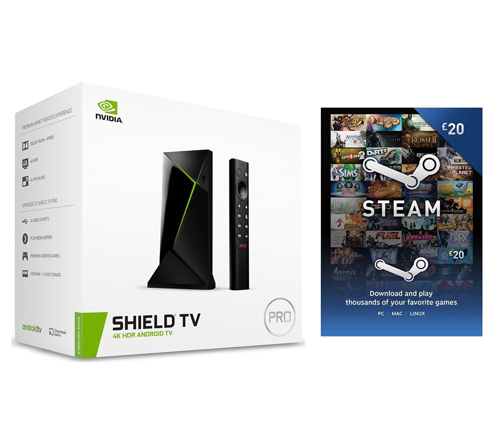 NVIDIA SHIELD TV PRO 4K Media Streaming Device & Steam £20 Wallet Card Bundle