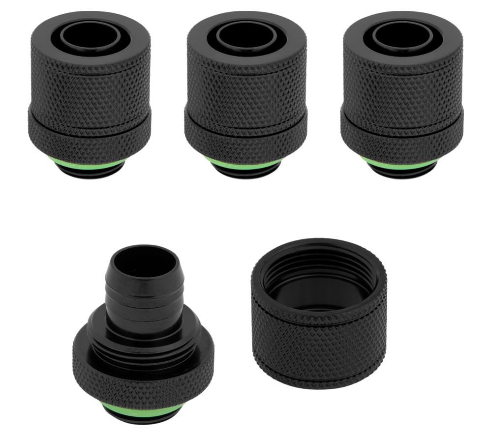 CORSAIR Hydro X Series XF 10/13 mm Compression Fitting - G1/4", Black, Pack of 4, Black
