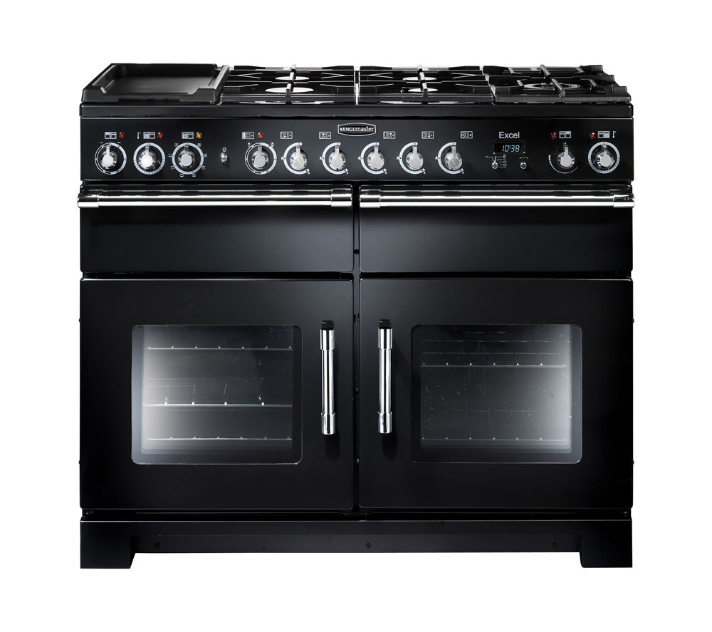 RANGEMASTER Excel 110 Dual Fuel Range Cooker - Black & Chrome, Black