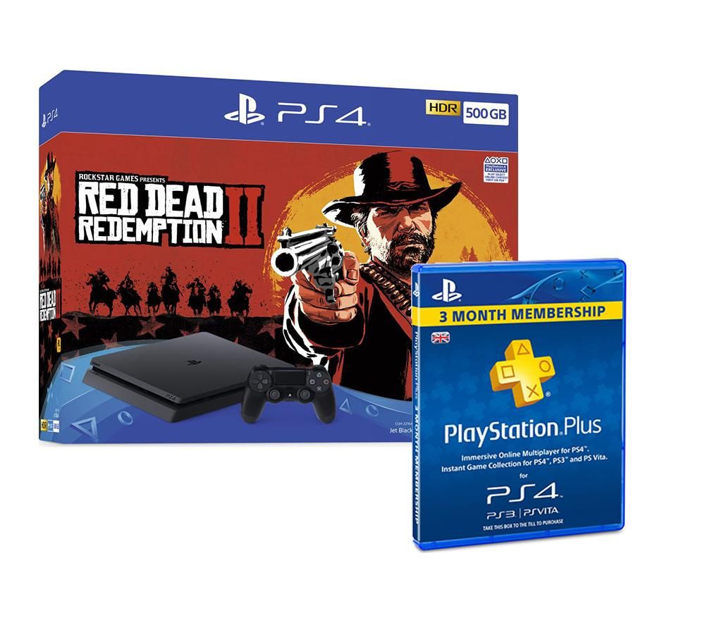 PlayStation 4 500 GB, Red Dead Redemption 2 & PlayStation Plus Bundle, Red