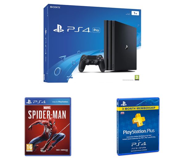 SONY PlayStation 4 Pro, Spider-Man & PlayStation Plus 3 Month Subscription Bundle