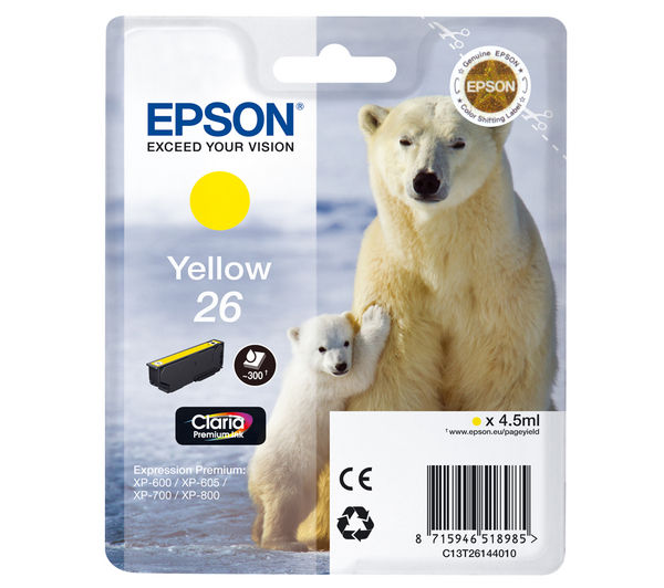EPSON Polar Bear T2614 Yellow Ink Cartridge, Yellow