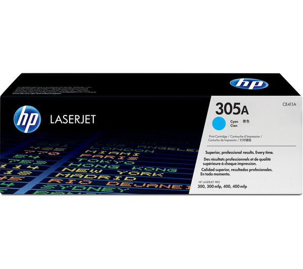 HP 305A Original LaserJet Cyan Toner Cartridge, Cyan