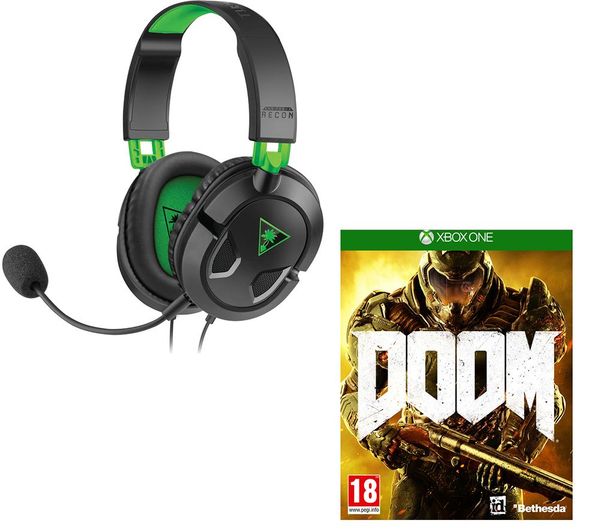 TURTLE BEACH Ear Force Recon 50X 2.0 Gaming Headset & Doom Bundle - Black & Green, Black