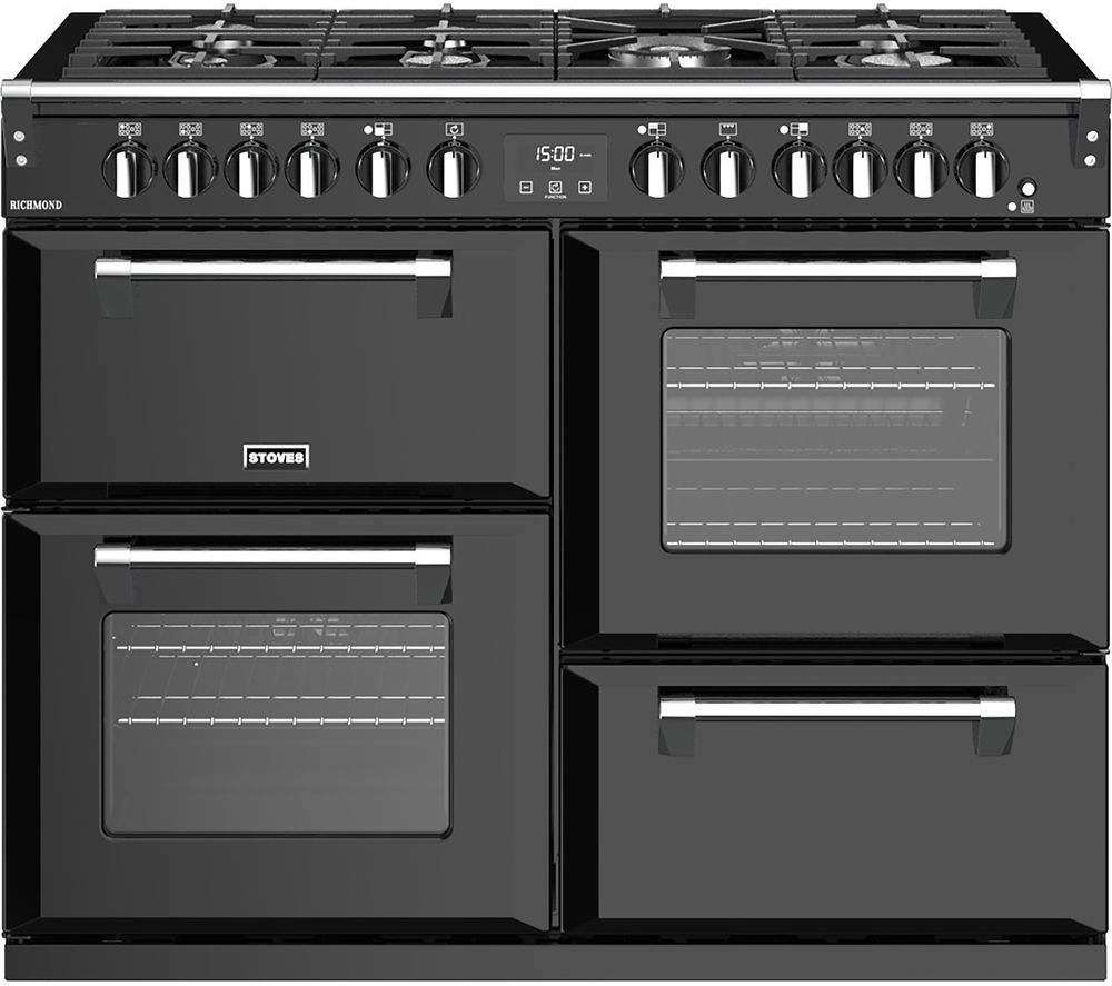 STOVES Richmond S1100DF 110 cm Dual Fuel Range Cooker - Black, Black