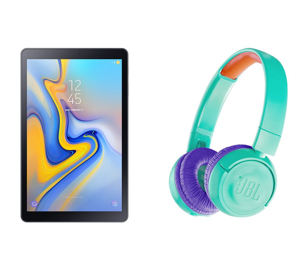 SAMSUNG Galaxy Tab A 10.5" Tablet & JR300BT Wireless Bluetooth Kids Headphones Bundle - 32 GB, Grey, Grey