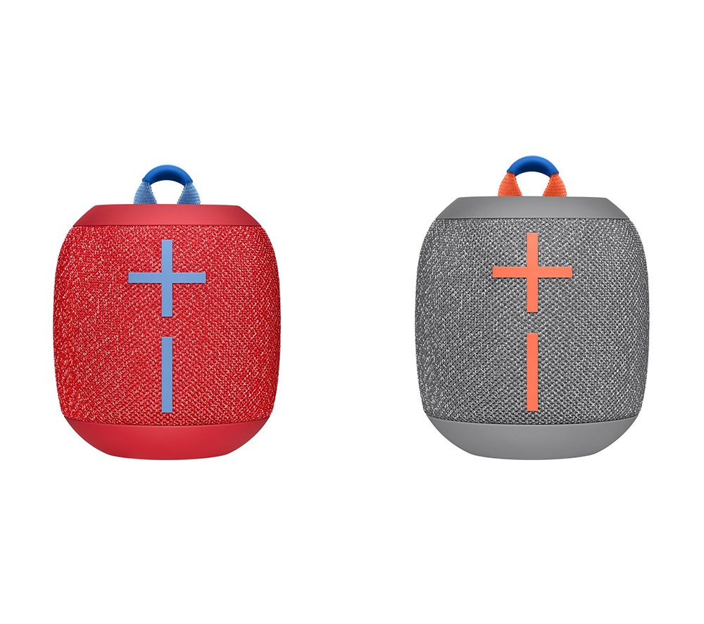 ULTIMATE EARS WONDERBOOM 2 Portable Bluetooth Speaker Red & Grey Bundle, Red