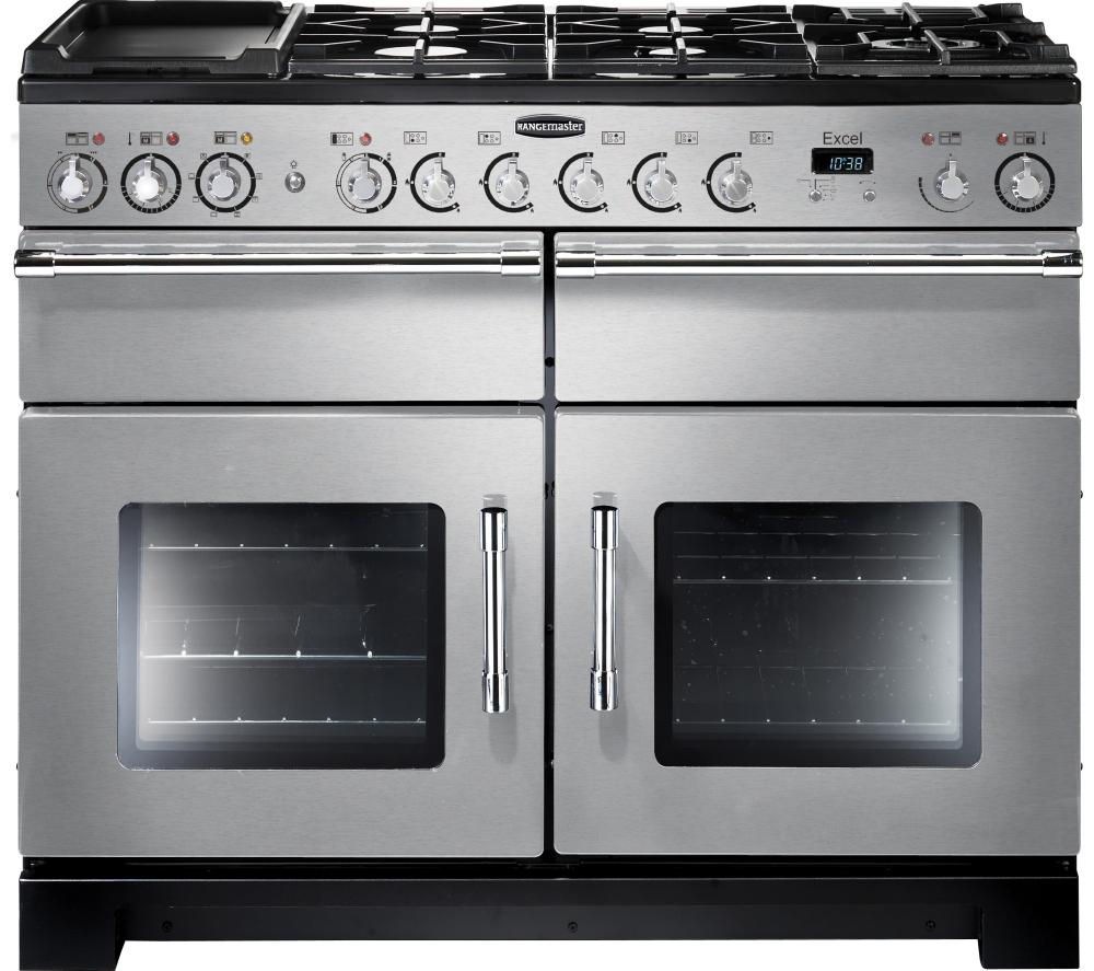 RANGEMASTER Excel 110 Dual Fuel Range Cooker - Stainless Steel & Chrome, Stainless Steel