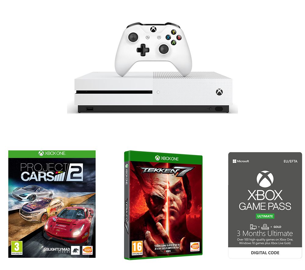 MICROSOFT Xbox One S, 3 Month Xbox One Game Pass Ultimate, Tekken 7 & Project Cars 2 Bundle - 1 TB, Gold