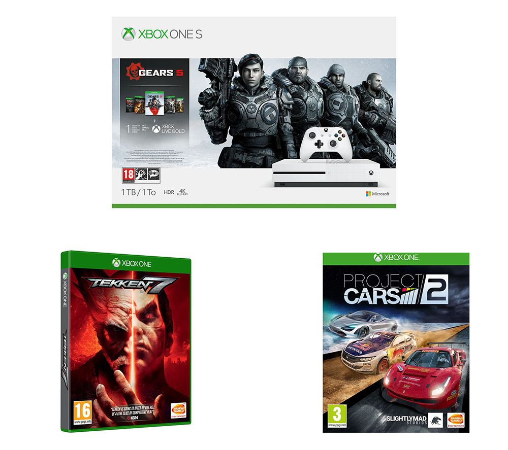 Microsoft Xbox One S Gears 5 Special Edition Bundle, Tekken 7 & Project Cars 2 Bundle, Gold