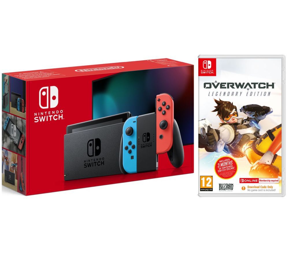 NINTENDO Switch & Overwatch: Legendary Edition Bundle - Neon Red & Blue, Neon