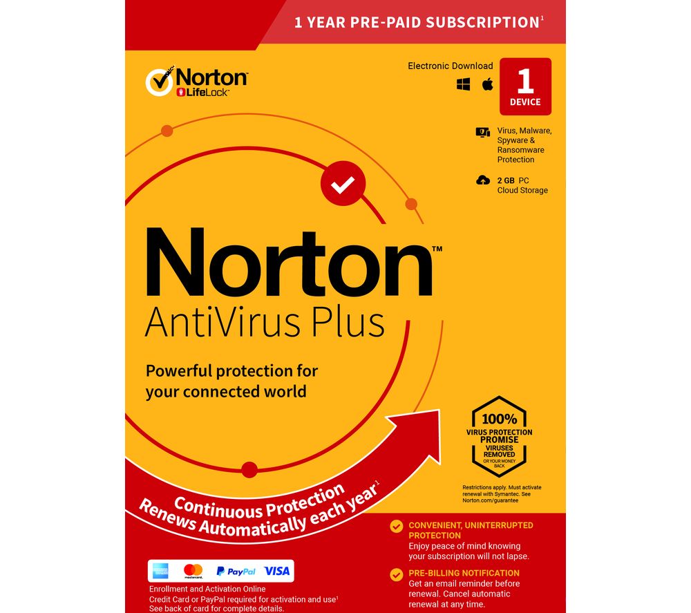 SYMANTEC NORTON AntiVirus Plus - 1 year for 1 device (download)