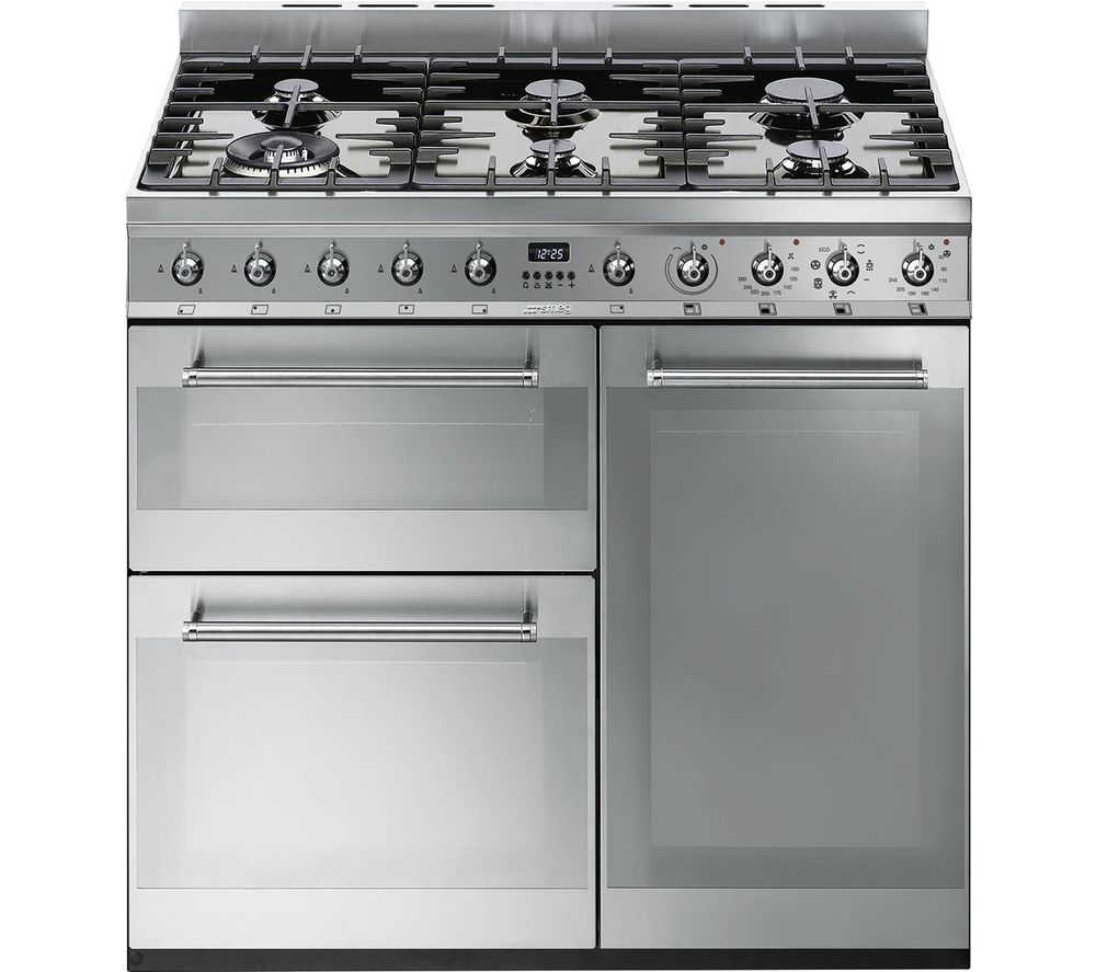 SMEG Symphony SY93 90 cm Dual Fuel Range Cooker - Stainless Steel, Stainless Steel