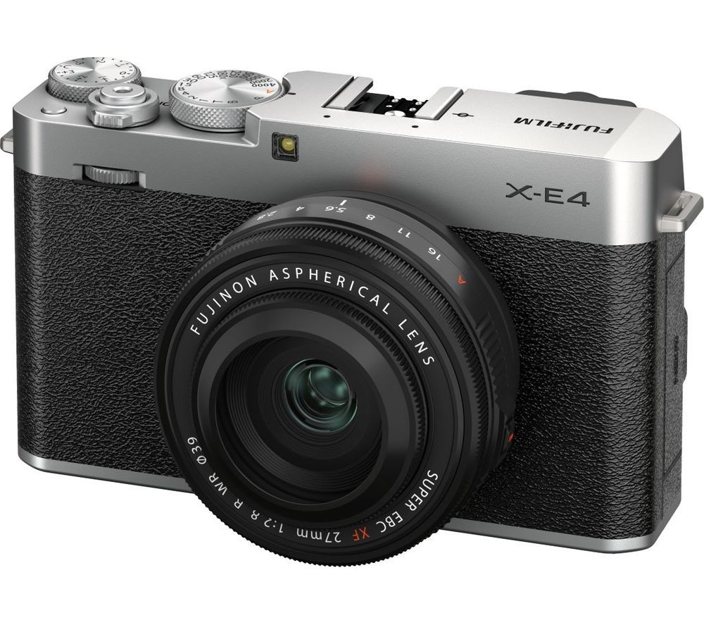 FUJIFILM X-E4 Mirrorless Camera with FUJINON XF 27 mm f/2.8 R WR Lens - Silver, Silver