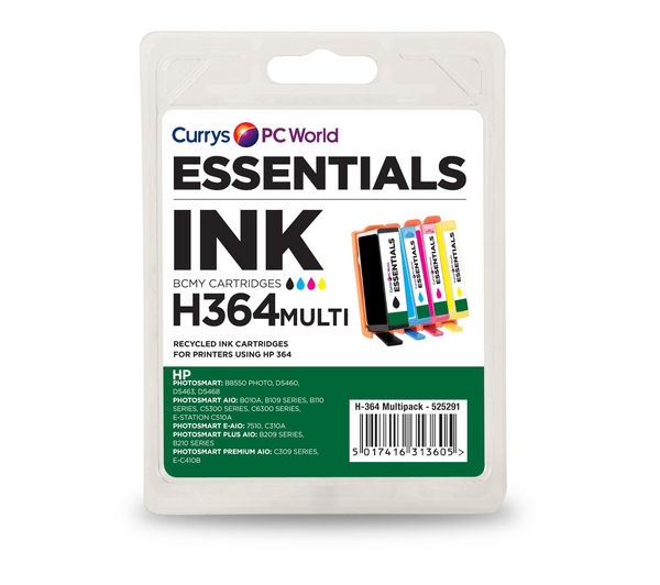 ESSENTIALS HP364 Cyan, Magenta, Yellow & Black HP Ink Cartridges - Multipack, Black & Tri-colour