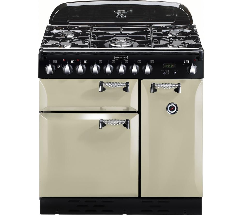 RANGEMASTER Elan 90 Dual Fuel Range Cooker - Cream & Chrome, Cream