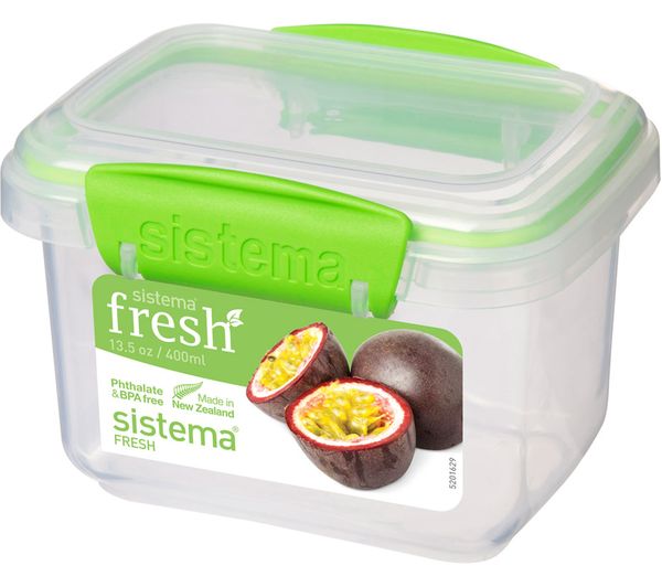 SISTEMA Fresh Rectangular 0.4 litre Container - Green, Green