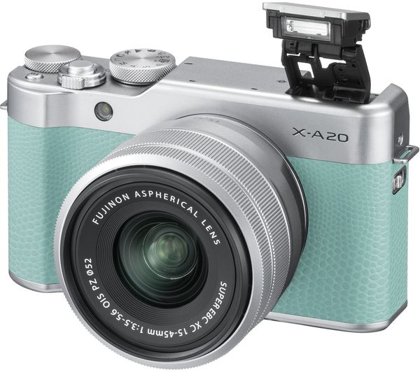 FUJIFILM X-A20 Mirrorless Camera with FUJINON XC 15-45 mm f/3.5-5.6 OIS PZ Lens - Mint Green & Silver, Green