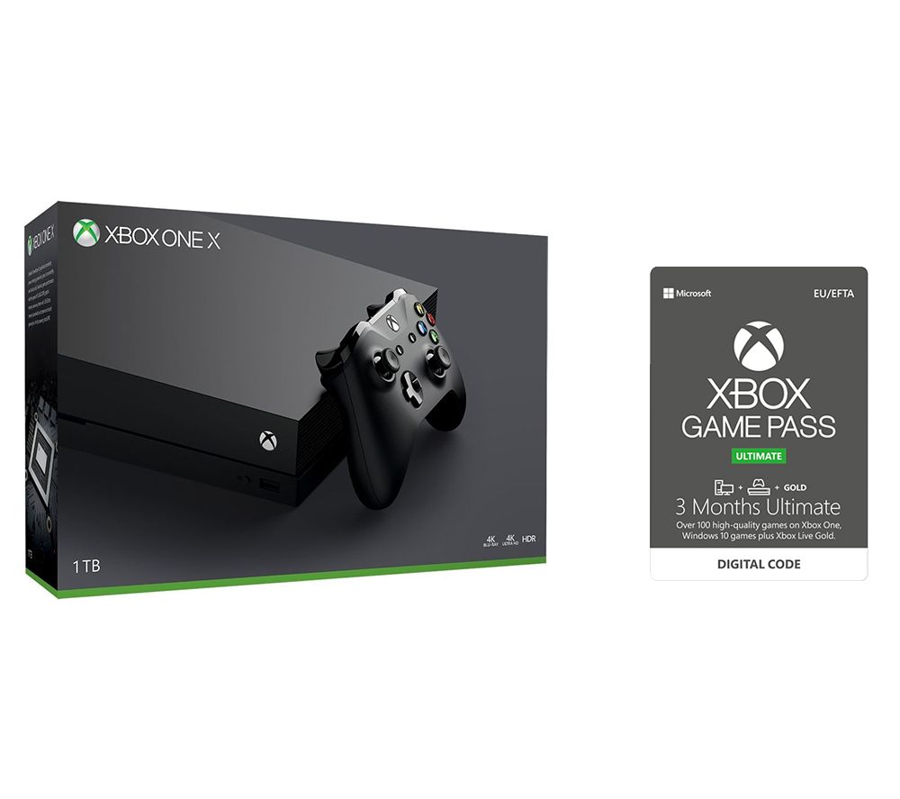 MICROSOFT Xbox One X & 3 Month Xbox One Game Pass Ultimate Bundle - Black, Black