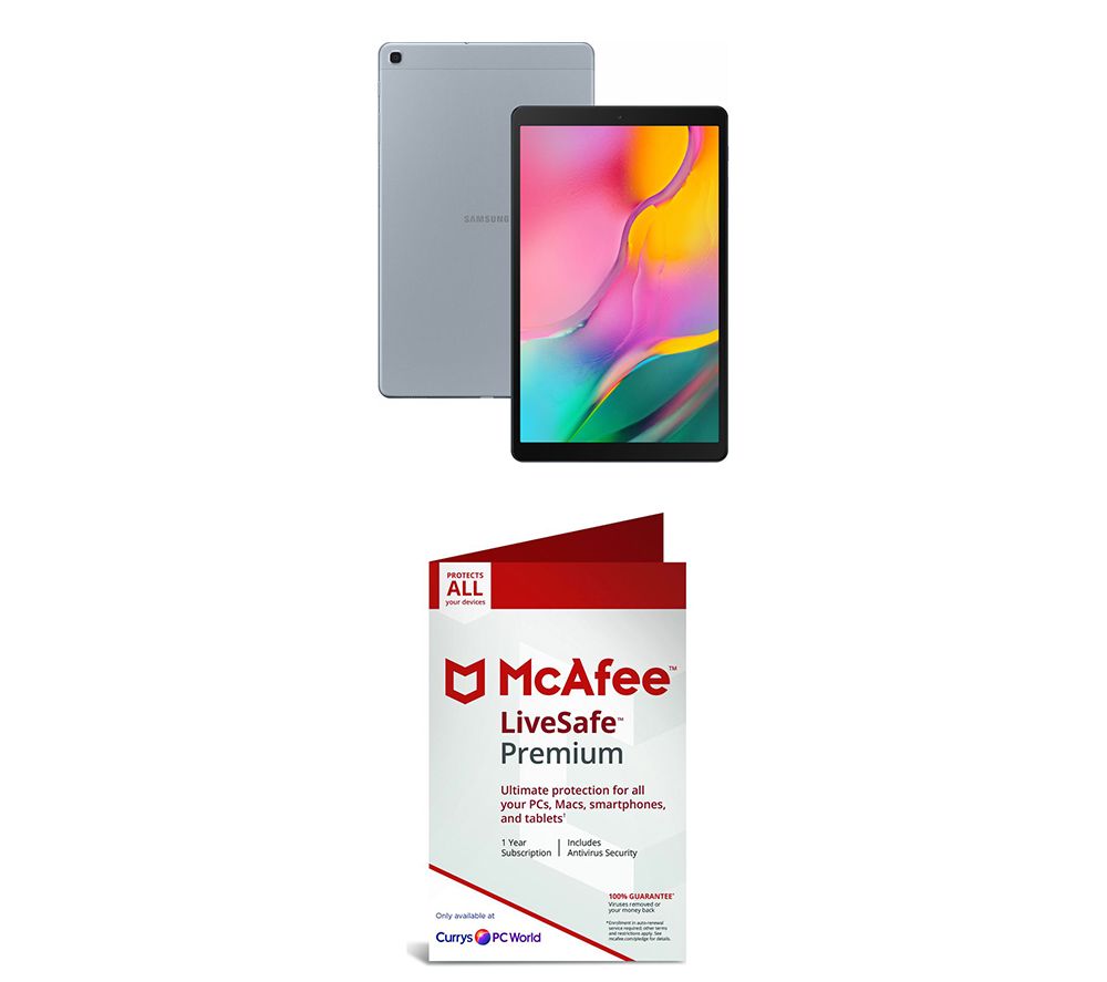 SAMSUNG Galaxy Tab A 10.1" Tablet (2019) & LiveSafe Premium 2019 Bundle - Silver, Silver