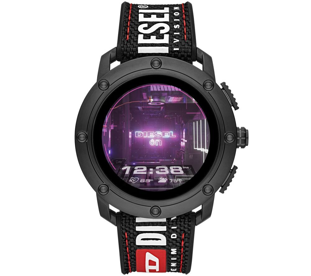 DIESEL Axial DZT2022 Smartwatch - Black & Red, Nylon Strap, Black