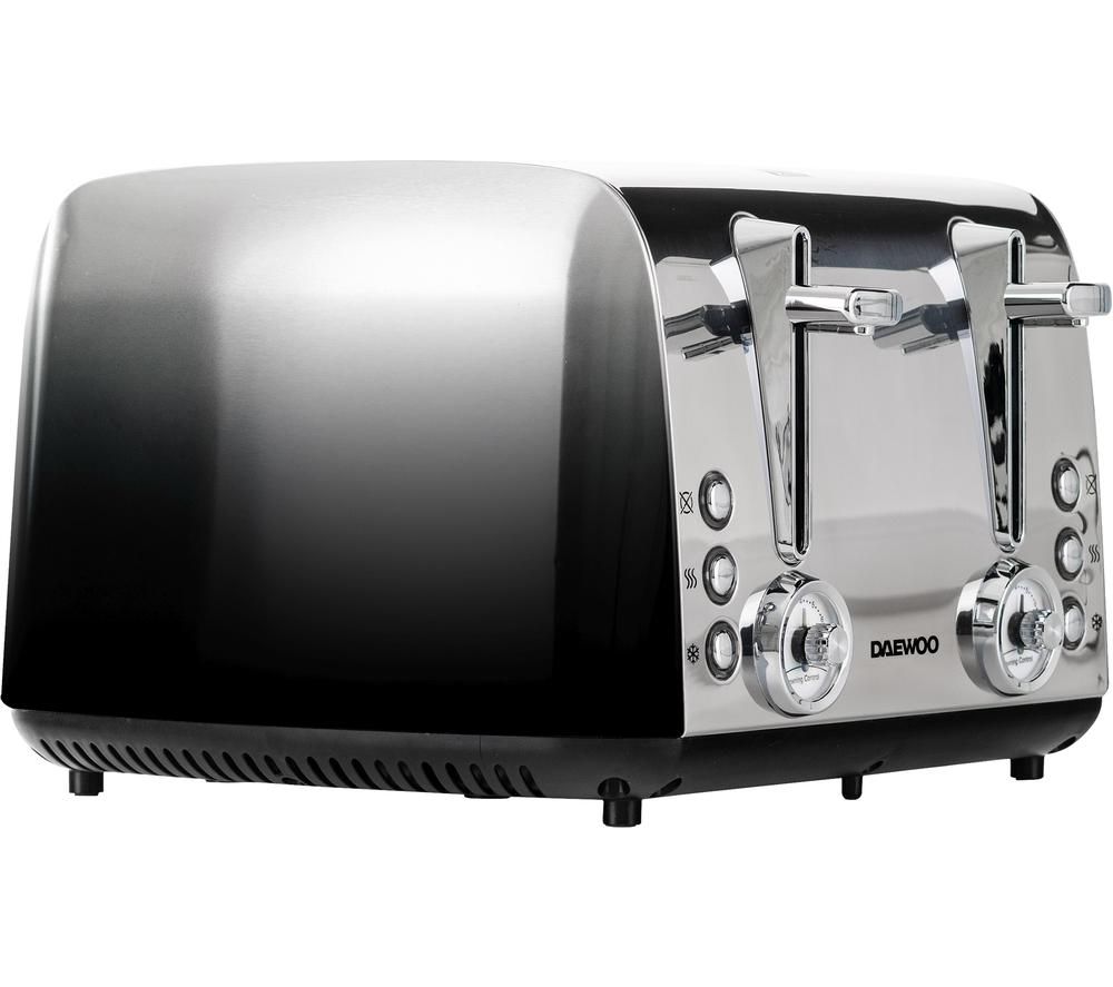 DAEWOO Callisto SDA1839 4-Slice Toaster - Black & Silver, Black