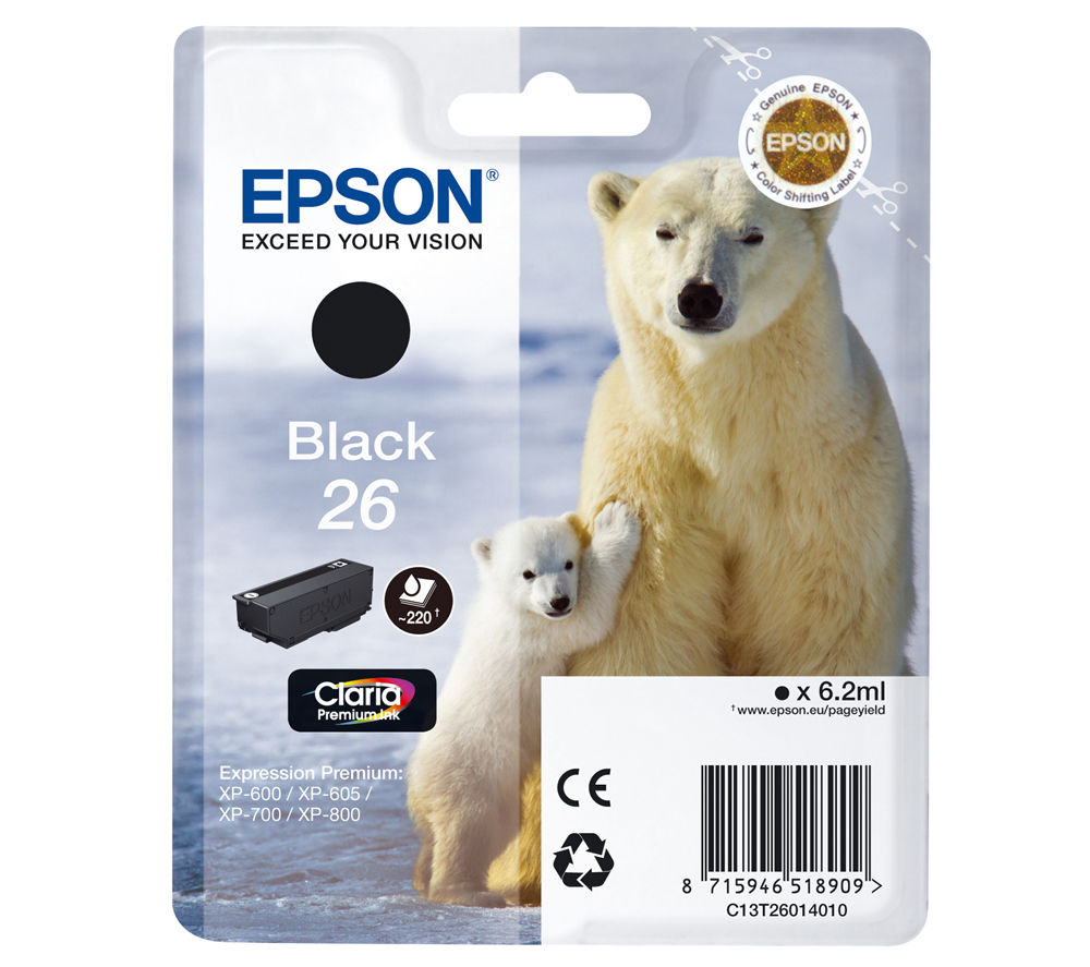 EPSON Polar Bear T2601 Black Ink Cartridge, Black